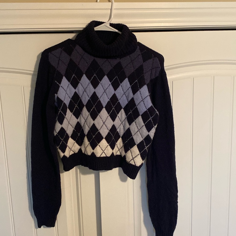 Hollister Blue Argyle Sweater size XS NWOT